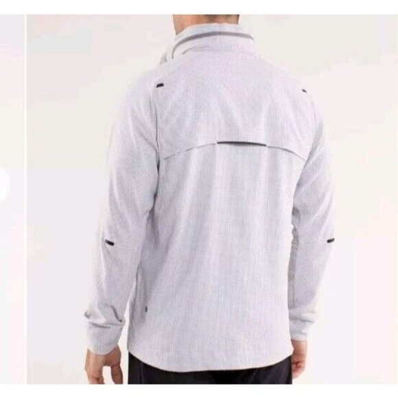 Lululemon Men Sprint Jacket II Long Sleeve Houndstooth White Gray Size M - Picture 2 of 12